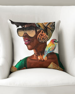 BLK WOMAN 2 Throw Pillow Case 16"x16"